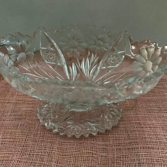 Antique Vintage CRYSTAL Small Pedestal Candy Bowl - Picture 3 of 4